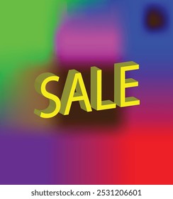 Different color background with yellow text sale 3D.