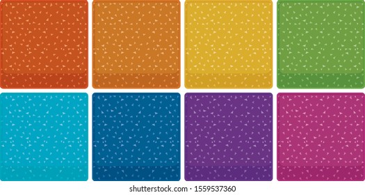 Different color backgrounds with confetti illustration