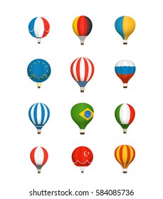 Different color baloons vector collection. National flags