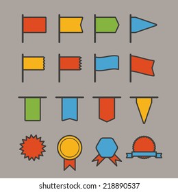 Different color banners and flags. Clip-art
