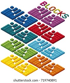 Different color blocks in many sizes illustration