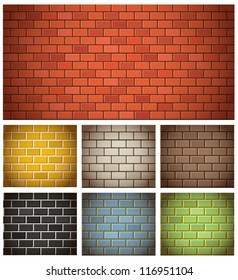 Different color brick textures collection