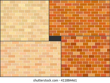Different color brick textures collection.  Vector illustration.  Horizontal location.