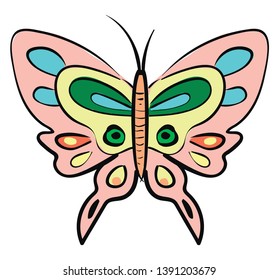Different color buterfly illustration vector on white background 