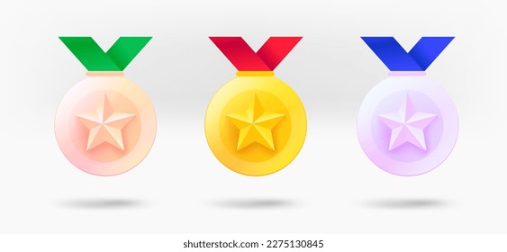 Different color calendaretal medals icons collection. 3d vector isolated on white background