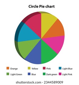 Different color circle pie chart. on white background
