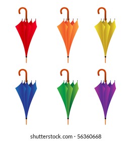 different color closed umbrellas vector illustration