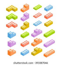 Different color constructor blocks isolated on white