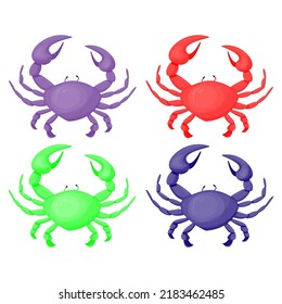 different color crabs set, vector illustration