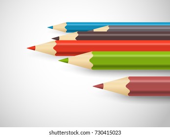 Different color crayons in a line. Art concept