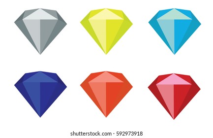 different color diamonds and gems vector