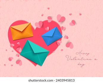 Diferente sobre color con corazones de papel sobre fondo de textura de concreto de color para feliz concepto del Día de San Valentín. 