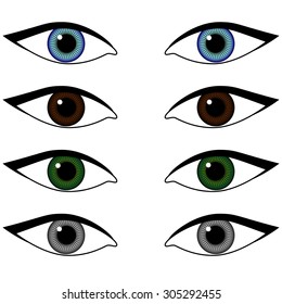 Different color eyes. Vector.