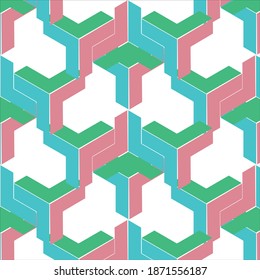 Different color geometric pattern on half white color background.