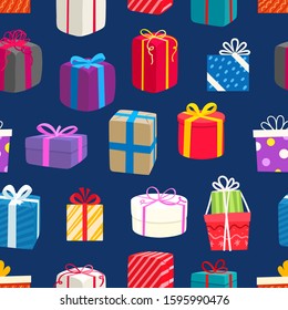 Different color gift boxes seamless background