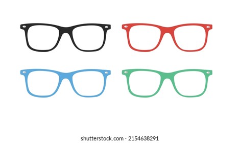 Different Color Glasses Frames. Vector isolated set of glasses icons