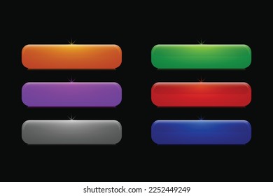 Diseño vectorial de un conjunto de botones web brillante de diferente color.