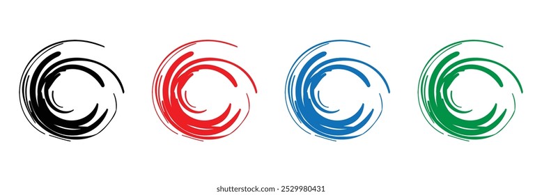 Different color of grunge circle set on white background.