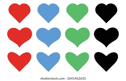 Different color heart and love set