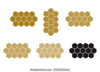 Different color honeycomb icon set.