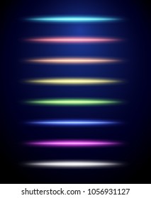 Different color lights on black background illustration