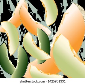 Different color of melon on abstract background