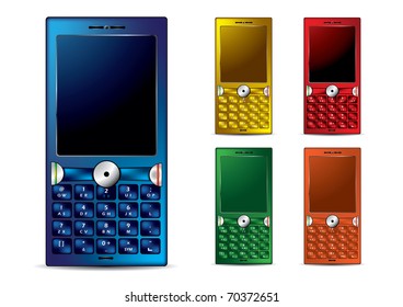 different color mobile smartphones - original vector illustration
