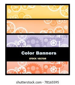 Different color options for banners with gears