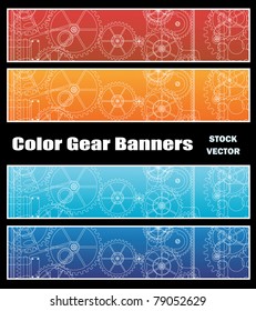 Different color options for banners with gears