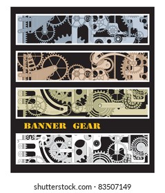 Different color options for banners with gears