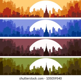 Different color options of banners on city theme