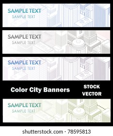 Different color options of banners on city theme