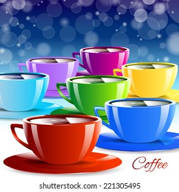 Different color paper cups isolated drink colorful
