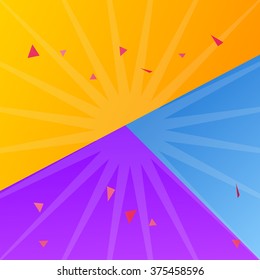 Different color paper sheets background, vector illustration of yellow, blue and purple color