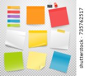Different color paper stickers vector collection. Advertising mockup isolated on transparent. Place any text on it