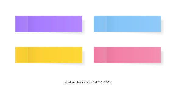 Different color paper stickers vector collection. Sticky colored notes. Post note paper. Place any text on it.