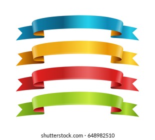 Colección vectorial de cintas de colores diferentes. Plantilla para un texto. Colección de carteles aislados en blanco
