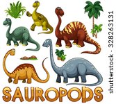 Different color of sauropods illustration
