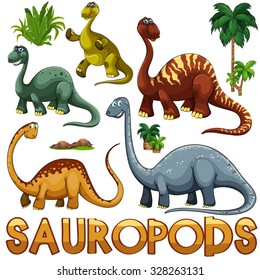 Different color of sauropods illustration