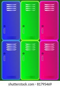 Different color school lockers