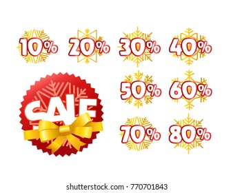 Different color season shopping tags vector clipart. Christmas sale and discount