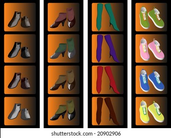 Different color shoes
