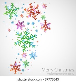 Different color snowflakes on a grey background. vector