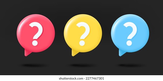 Different color speech cloud icons collection. 3d vector isolated on black background