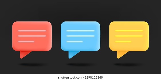 Colección de iconos de la nube de voz de diferentes colores. 3.ᵉʳ vector aislado sobre fondo negro