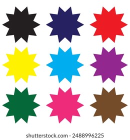 Different color of starburst. Vector.