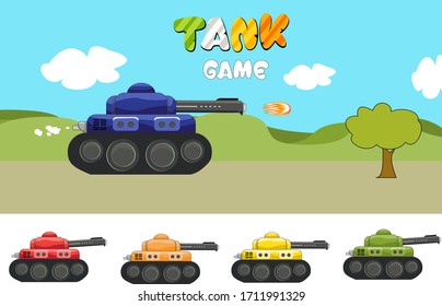 diferentes tanques de color establecidos para el vector de fondo del juego de tiro 2d