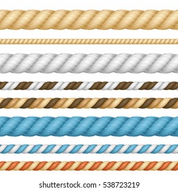 Diferente espesor de la línea de taladrado de color conjunto de cordón náutico inclinado para bordes o marcos. Ilustración del vector