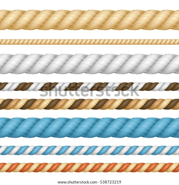 異なる色の太さのロープの線は 境界またはフレームの撚り線コードを設定します ベクターイラスト のベクター画像素材 ロイヤリティフリー