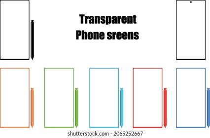 
Different color transparent screens for mobile screen set viewing,
Smartphone Mock-up set for application, game, and web page view. Recording transparent screen